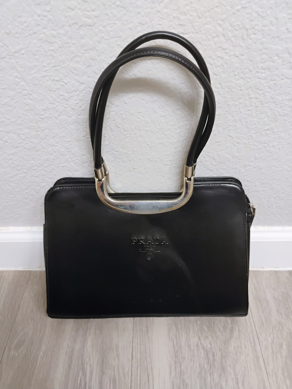 Prada Black Leather Top-Handle Bag